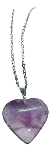 Collar Dije Amatista Corazón Piedra Energética