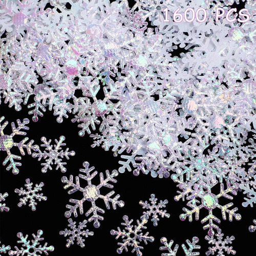 1600 Piece 3 Size Snowflake Diy Confetti Glitter Table