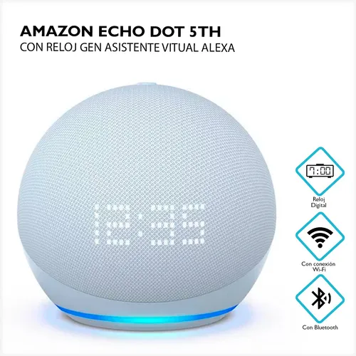 ECHO DOT DE 5TA GEN CON ALEXA + RELOJ DIGITAL SMART WIFI