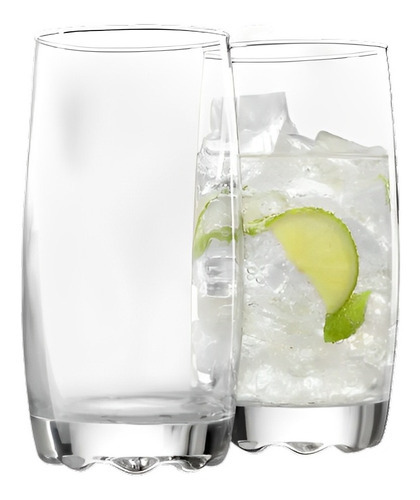 Set 6 Vasos Altos De Vidrio 410ml Mojitos Cocteles Bebidas