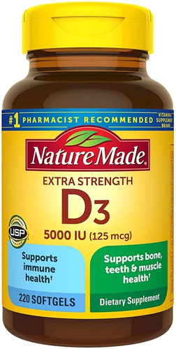 Vitamina D3 5000iu Nature Made 220 Capsulas Blandas