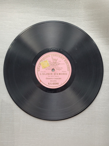 Enrico Caruso Gramophone Concert Record Disco De Pasta Impor