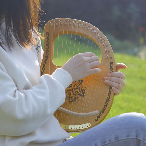 Grabado Exquisito Principiantes 16-string Lyre Harp Madera