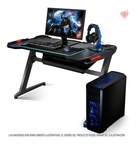 Imagen 6 de 6 de Escritorio Mesa Gamer Level Up Escritorio Pc Luces Led