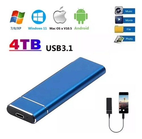 - Mini Disco Duro Externo Portátil De Estado Sólido De 4 Tb