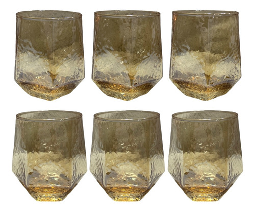 Vasos En Vidrio Para Whisky En Forma De Diamante X 6