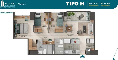 Cesion De Derechos Apartamento - Oliva Ciudad Coltejer - Itagui - 69 M²