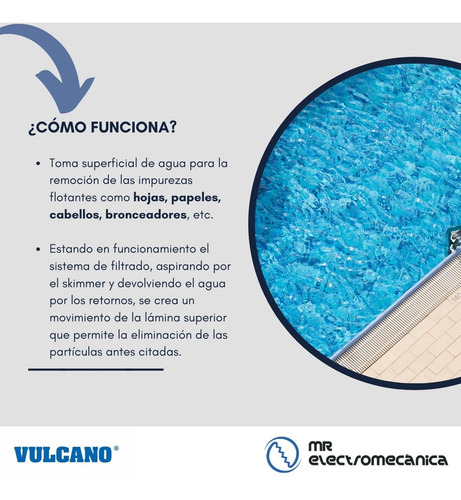 Imagen 3 de 10 de Skimmer Vulcano Boca Chica P/ Pileta Hormigón 20cm 119002