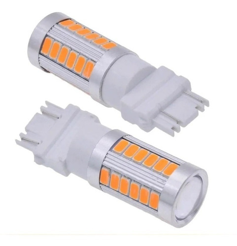 2 Bombillos Led 3157 33led Luz Naranja Doble Contacto