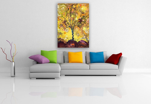 Cuadro Canvas Árbol De La Vida Amarillo 80x110cm