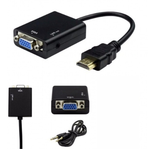 Mini Adaptador Conversor Hdmi P/ Vga Transmite Áudio E Vídeo