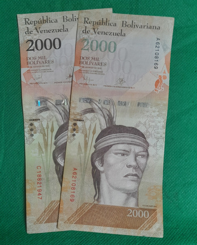 2 Billetes De Dos Mil Bolivares Fuertes, Los Dos Diseños 