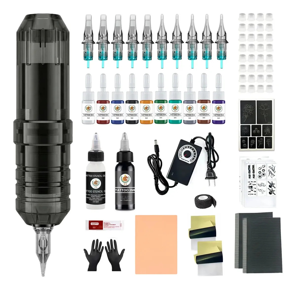 Kit De Tatuaje Tt Pen Profesional para Principiantes con 78 Piezas y Tinta