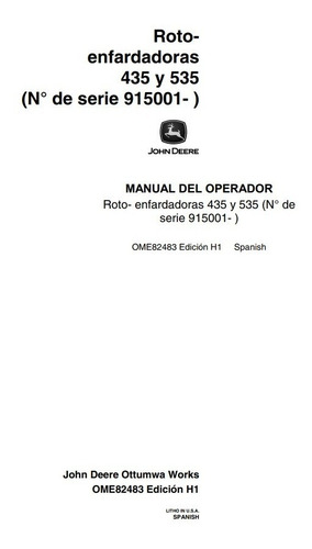 Manual De Operador Roto-enfardadoras John Deere 435 Y 535