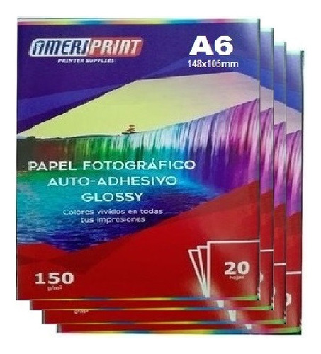 Papel Fotografico Glossy Adhesivo 150g A6 (20hojas) X 10pack