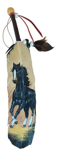 Pluma De Ganzo Y Un Caballo Pintado A Mano Con Pintura Oleo
