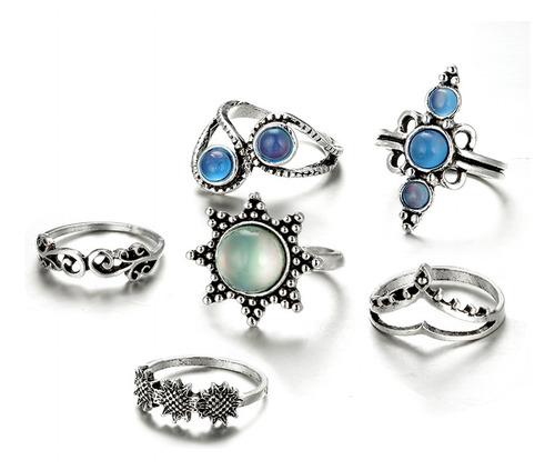 Juego De 6 Anillos Para Mujer, Bohemio, Vintage, Apilables P