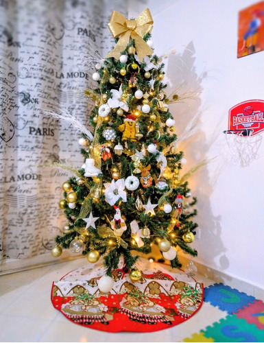 Árbol De Navidad De 1.80cm Con Decoración Y Nacimiento 