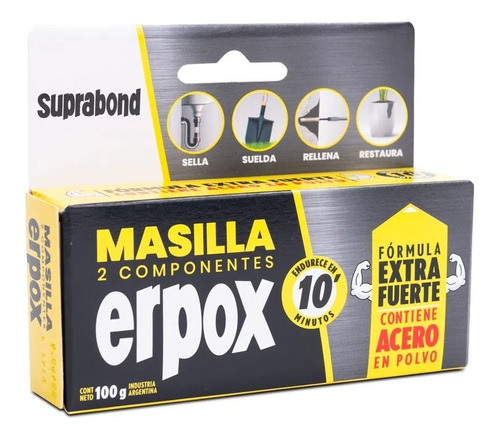 Masilla Suprabond Erpox Acero 100g Soldadura En 10 Minutos