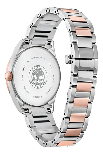 Reloj Citizen Arezzo Two-tone Original Mujer Color De La Correa Oro Rosa/plateado Color Del Fondo Celeste