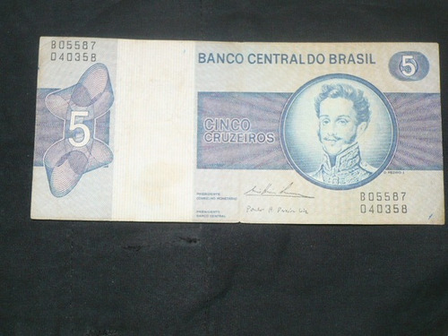 Billete De Brasil 5 Cruzeiros 1974 Pedro I