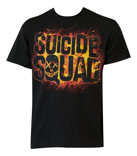 Dc Comics Pelotón Del Suicidio Flaming Logo Adulto Camiseta 