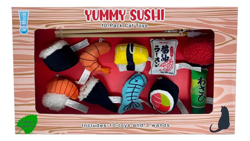 Juguete Para Gato Yummi Sushi Con 10 Piezas
