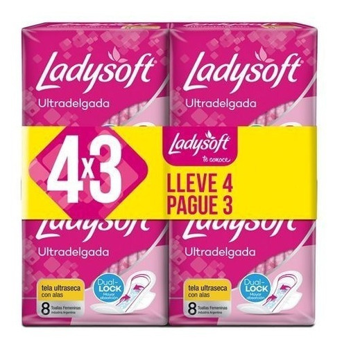 Toallas Femeninas Ladysoft Ultra Delgada Seca 4x3 Paquetes