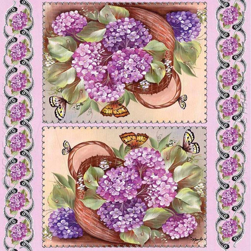 Kit 20 Guardanapo Decoupage Flores Cesta Hortensias Mamiko