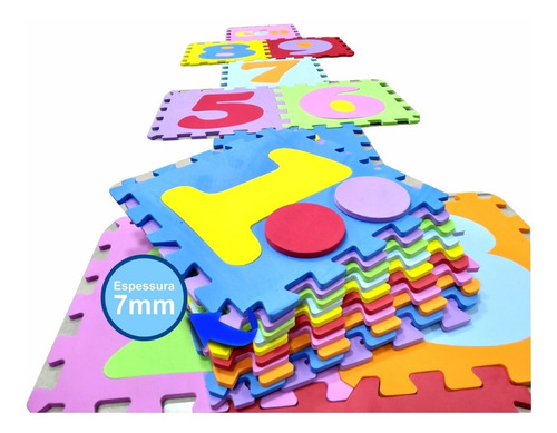 Imagem 2 de 7 de Tapete Tatame Infantil Eva Amarelinha 10 Peças 31x31cm - 7mm