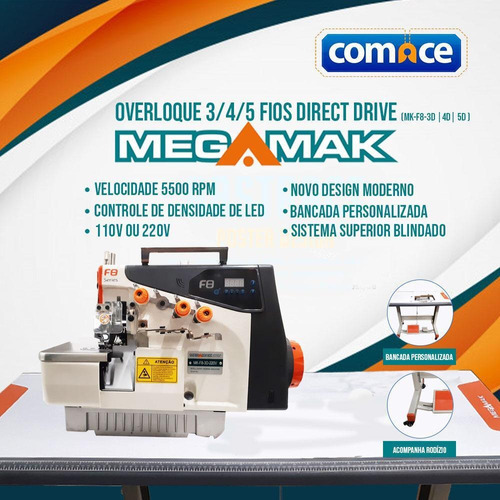 Overlock 3 Fios , Direc Drive,mk-f8-3d-220v Ou 110v 220V