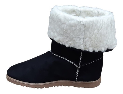 Imagem 2 de 9 de Bota Feminina Inverno Preta Forrada Em Lã 100% Pelo Pelinhos