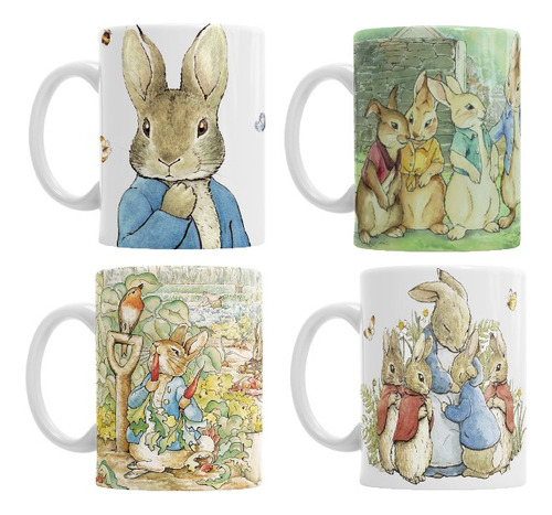 Juego De Tazas Peter Rabbit Por 4u - Cerámica Importada