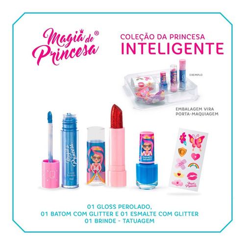 Imagem 2 de 7 de Maleta Maquiagem Infantil Antialérgica Princesa Inteligente