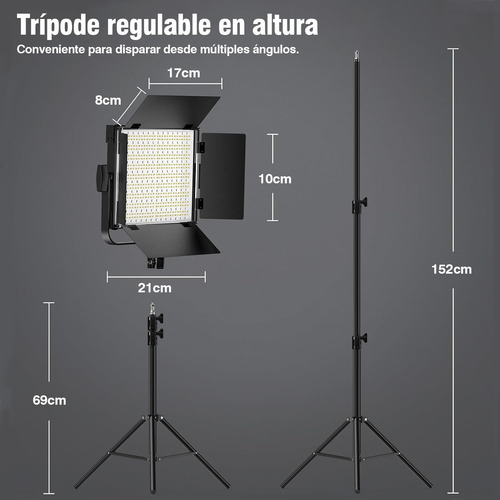 Luz De Video Con Batería Np-f550/570 Y Trípode,2 Piezas