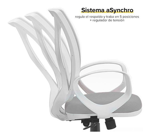 Imagen 4 de 7 de Silla De Oficina Indar Alma Blanca Ergonómica Asyncron Mesh