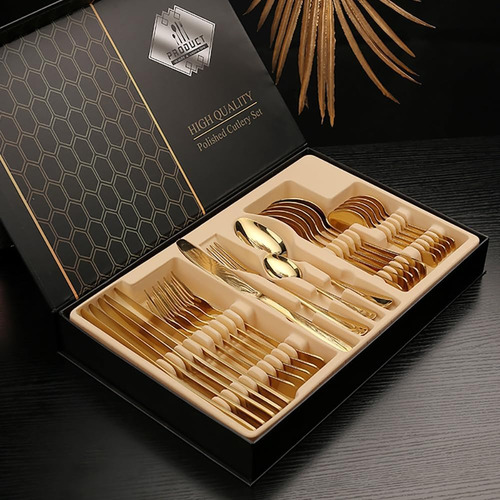 Juego Set De Cubiertos 24 Piezas Acero Inox - Varios Colores