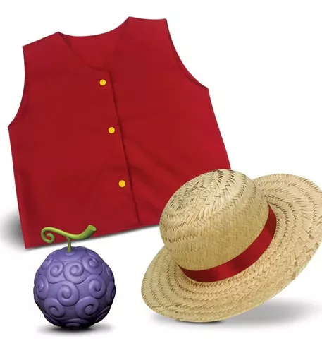 Fantasia Luffy Com Chapeu Gomu-gomu One Piece Traje Infantil