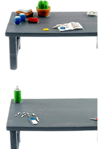 1/64 Mini Tienda De Reparación De Mesa De Herramientas Gris