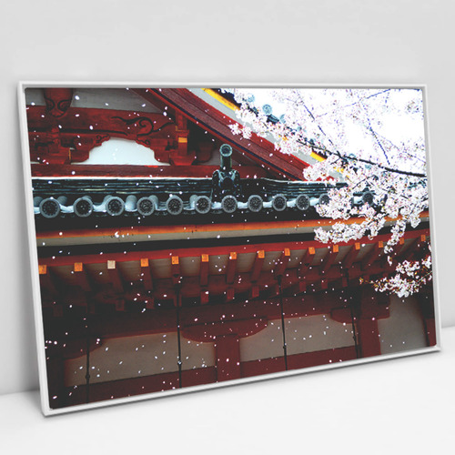 Quadro Em Canvas Templo Japão Moldura Branca 120x80cm