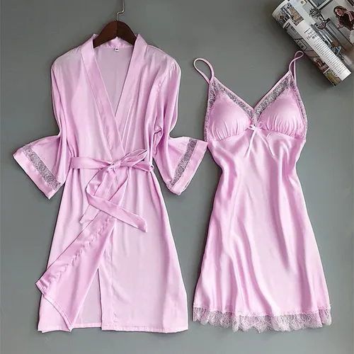 Nuevo Pijama De Seda Satinada Para Mujer, Bata, Ropa Interio