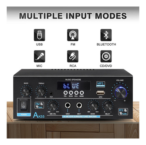 Woopker Ak55 Bluetooth 50 20 Canal 450w Power Stereo Para
