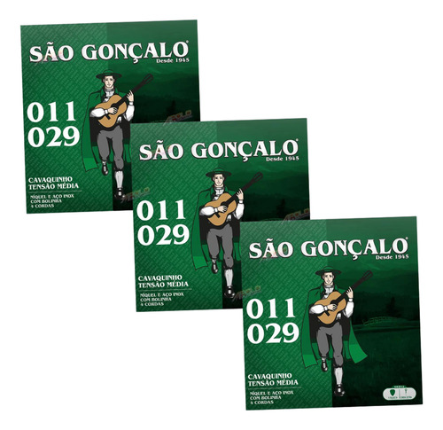 Kit Com 3 Encordoamentos Para Cavaco 011 Bolinha São Gonçalo