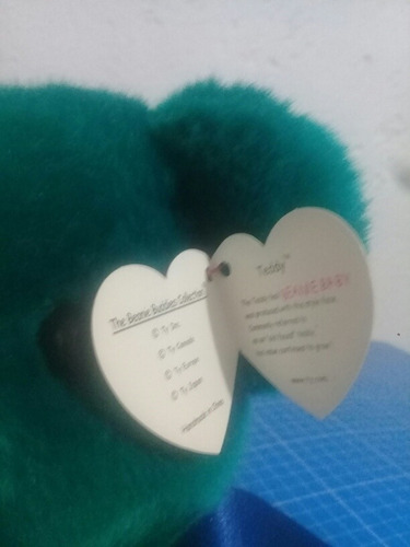 Ty Beanie Buddy Teddy Old Face 35cm Altura 2000 Azul Petróleo (Usado)