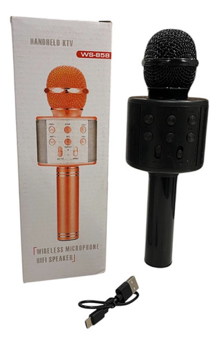 Microfono Inalámbrico Karaoke Bluetooth Recargable Usb Negro