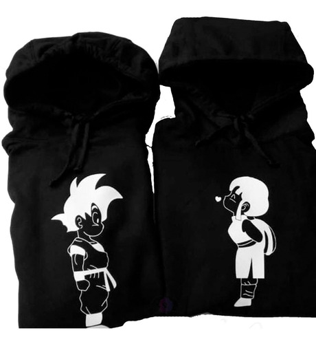 2 Saco Hoodies Diseño Goku Pareja Unisex Capota 