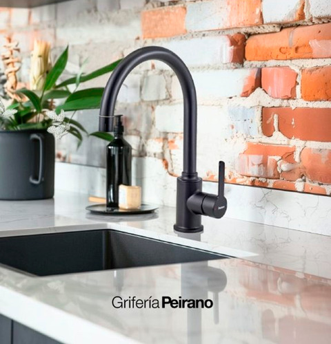 Grifería Cocina Monocomando Doble Función Peirano Move Negro