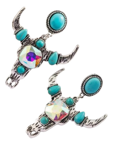 Aretes Vaqueros Cabeza De Toro Diamantados Bohemios