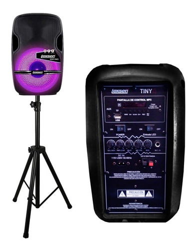 Caja Acustica Parlante Activa Kit Lexsen  80w Mic + Soporte