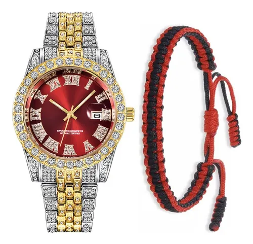 Reloj De Diamantes De Cristal Para Hombre, Números Romanos,